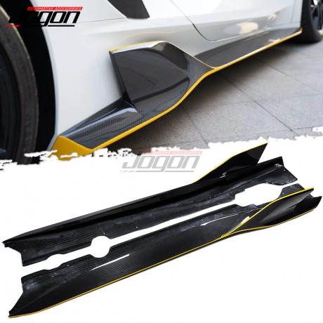 For GMSV For Chevrolet Corvette C8 Stingray Sports 2020 2021 2022 2023 Side Skirts Panel Extension Lips Carbon Fiber Body Kit