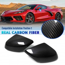 2/set For Chevrolet C8 Corvette Stingray Coupe 2020 2021 2022 Genuine Carbon Fiber Shell Caps Car Side Mirror Cover Accessories