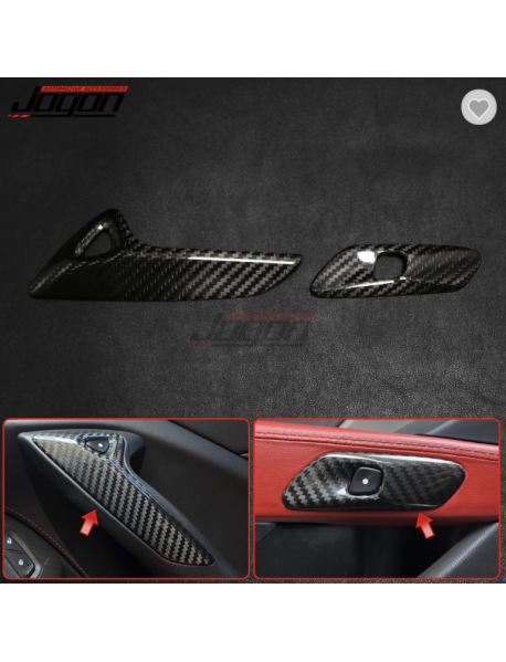 2pcs Real Dry Carbon Fiber For Chevrolet Corvette C7 ZR1 Z06 2014-2019 Interior Door Handle Panel Cover Trim Car Accessories