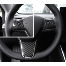 Glossy/Matte Real Carbon Fiber For Tesla Model 3 2017-2020 Model Y Car Accessories Interior Steering Wheel Button Cover Trim