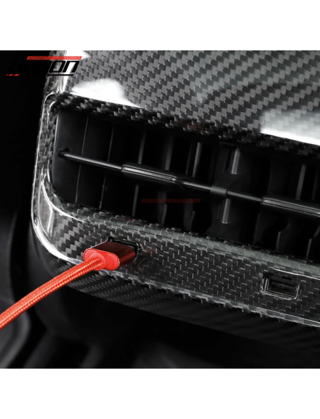 Real Carbon Fiber For Tesla Model 3 Model Y 2021 Car Interior Armrest Rear Seat Air Condition AC Vent Outlet Cover Trim Molding