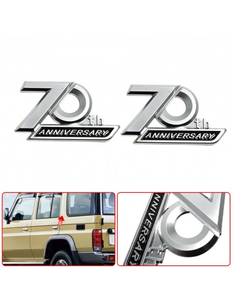 70th Anniversary Toyota Land Cruiser LC70 LJ76 LJ78 LJ79 LC80 LJ100 FJ120 Prado LC200 LC300 2pcs* Fender 3D Chrome Emblem Badge Sticker 