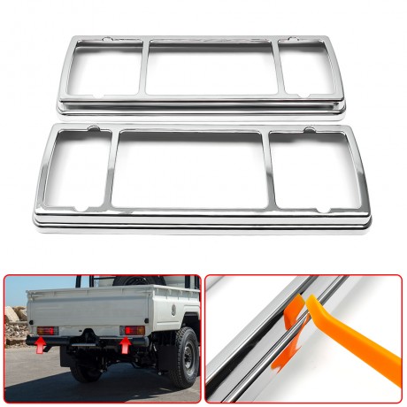 2pcs ABS Chrome Car Rear Fog Light Protection Cover Trim For Toyota Land Cruiser 70 Series Pickup FJ79 LC79 Accessories