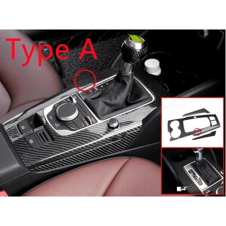 LHD&RHD Real Carbon Fiber Center Console Gear Shift Panel Trim Cover For Audi A3 S3 RS3 2014 2015 2016 2017 2018 Car Accessories