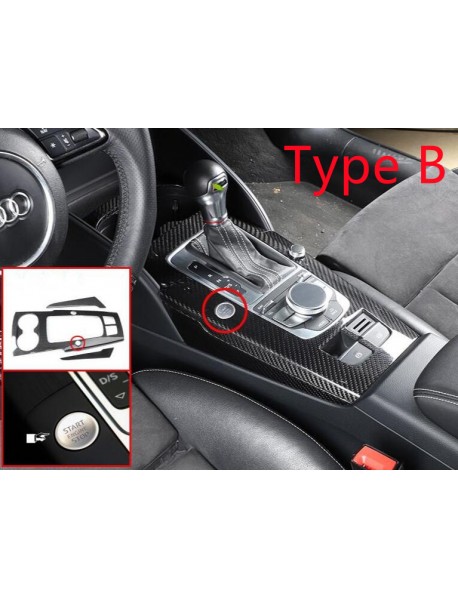 LHD&RHD Real Carbon Fiber Center Console Gear Shift Panel Trim Cover For Audi A3 S3 RS3 2014 2015 2016 2017 2018 Car Accessories
